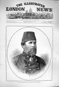 Antique Old Print *4012 1877 War Admiral Hobart Pasha Commander Turkish Fleet