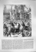 Original Old Antique Print 1877 War Enlisting Volunteers Turkish Army Roumelia