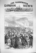 Original Old Antique Print 1877 War Russian Siers Barboschi Railway Station