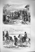 Original Old Antique Print 1877 War Cannon-Shot Danube Turkish Prisoners 19th
