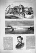 Original Old Antique Print 1877 War Wallachian Village Danube Braila Bromley
