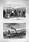 Old Antique Print 1877 War Money Konak Government Rustchuk Boats Danube 19th
