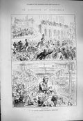 Original Old Antique Print 1877 Gladstone Birmingham Adressing Bingley Hall