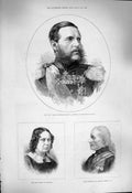 Old Antique Print 1877 Grand Duke Constantine Queen Holland Charles Yorke 19th