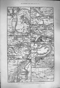 Original Old Antique Print 1877 War Maps Towns Fortress Danube Vidin Rustchuk