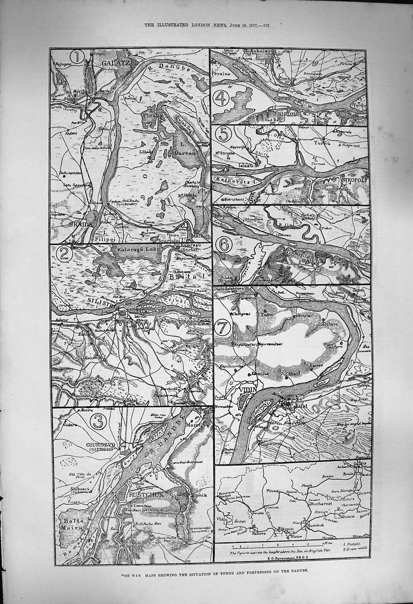 Original Old Antique Print 1877 War Maps Towns Fortress Danube Vidin Rustchuk