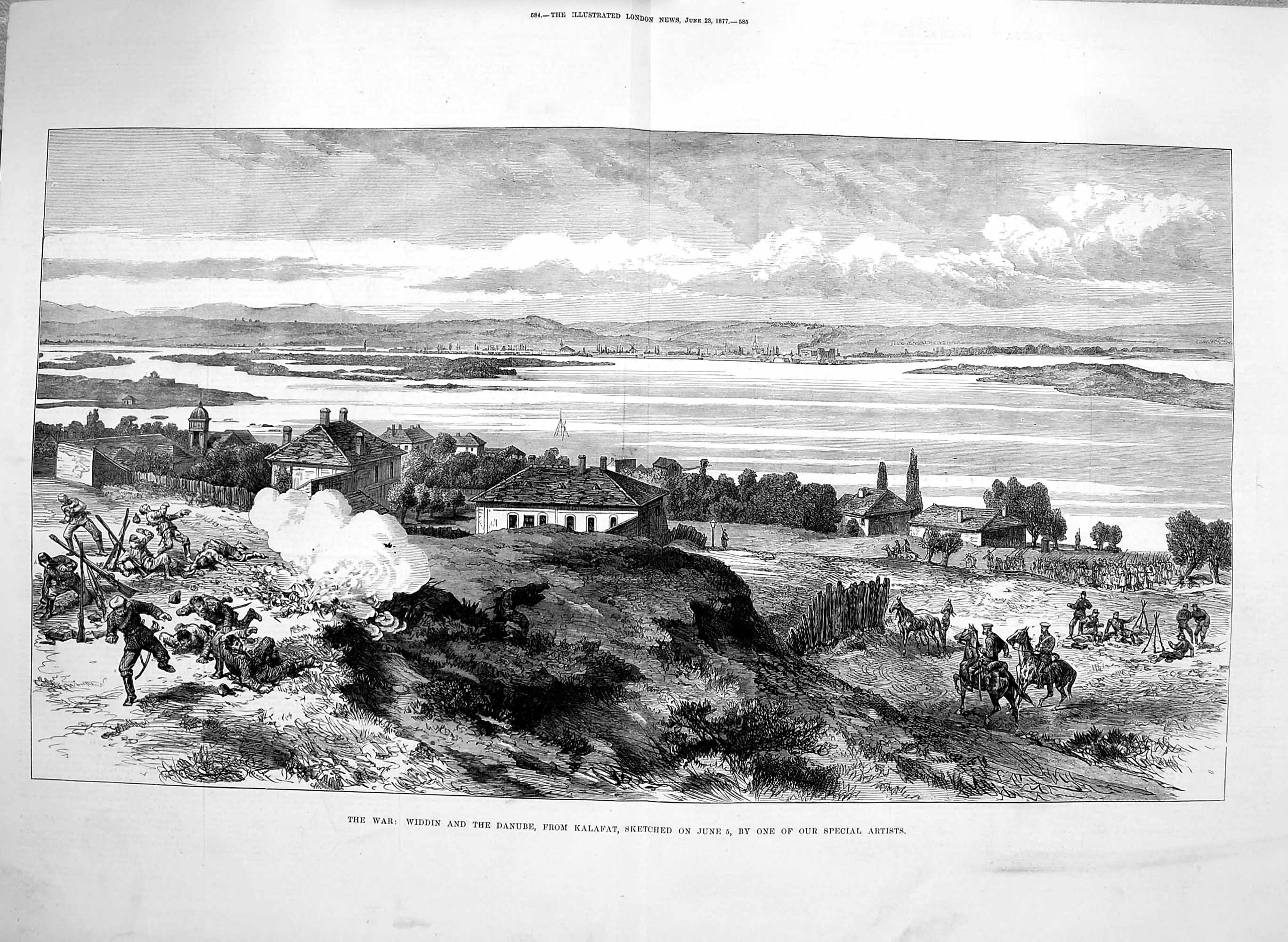 Original Old Antique Print 1877 War Widdin River Danube Kalafat Siers Fine Art