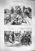 Original Old Antique Print 1877 War Gauntlet Russia Corespondents Shells Varna