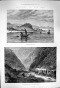 Original Old Antique Print 1877 War Tuldscha River Danube Vladykavkaz Caucasus