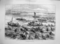 Antique Old Print 1877 War Cicassians Bashi-Bazouks Nicopolis Cattle Boat 19th