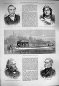 Old Antique Print 1877 Queen Barge Shepstone Maxwell Admiral Rous Harper 19th