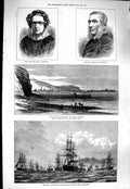 Old Antique Print 1877 War Ships Egyptian Army Nicopolis Mary Carpenter 19th
