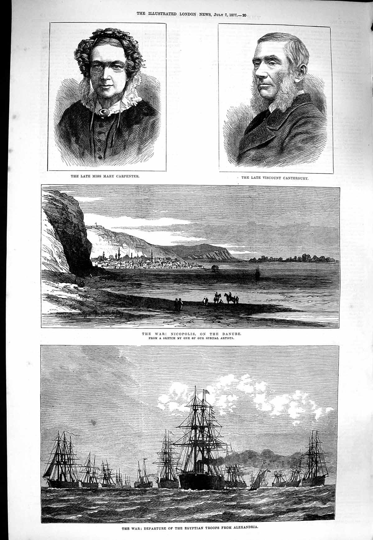 Old Antique Print 1877 War Ships Egyptian Army Nicopolis Mary Carpenter 19th