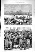 Original Old Antique Print 1877 War Telegrams Nevsky Petersburg Surrey Militia