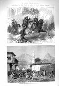 Original Old Antique Print 1877 War Asia Captain Norman Cossacks Erzeroum Haneh