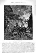 Original Old Antique Print 1877 War Street Scene Nicopolis Siers Battle 19th