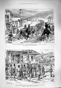 Original Old Antique Print 1877 War Turkish Children Erzeroum Krupp Zimmermann