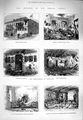 Original Old Antique Print 1877 War British Consul House Rustchuk Coffe 19th