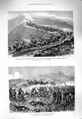 Original Old Antique Print 1877 War Asia Turkish Army Sevin Fighting Rustchuk