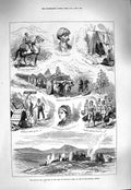 Old Antique Print 1877 War Asia Camp Mouktar Pasha Circassian Lady Horse 19th