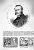 Old Antique Print 1877 Rev. Pope Wesleyan Berlin Railway Hospital Train 19th