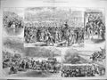 Original Old Antique Print 1877 Goodwood Horse Races Course Sport Grand Stand