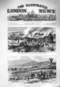 Old Antique Print 1877 War Tartar Village Tergesek Bashi-Bazouks Arm Fire 19th
