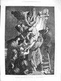 Old Antique Print 1877 Art Jesus Descent Cross Rubens Antwerp Cathedral 19th