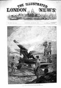 Original Old Antique Print 1877 Defence Kars Canon Shot Siers War F Victorian
