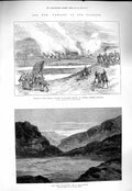 Original Old Antique Print 1877 Hainkioi Pass Balkans Railway Station Kayadzik