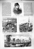 Old Antique Print 1877 Suleiman Pasha Turkish Army Pontoon Royal Engineer 19th