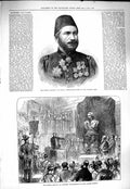 Old Antique Print 1877 Serdar Mahomet Ali Pasha Turkish Army Rubens Bust 19th