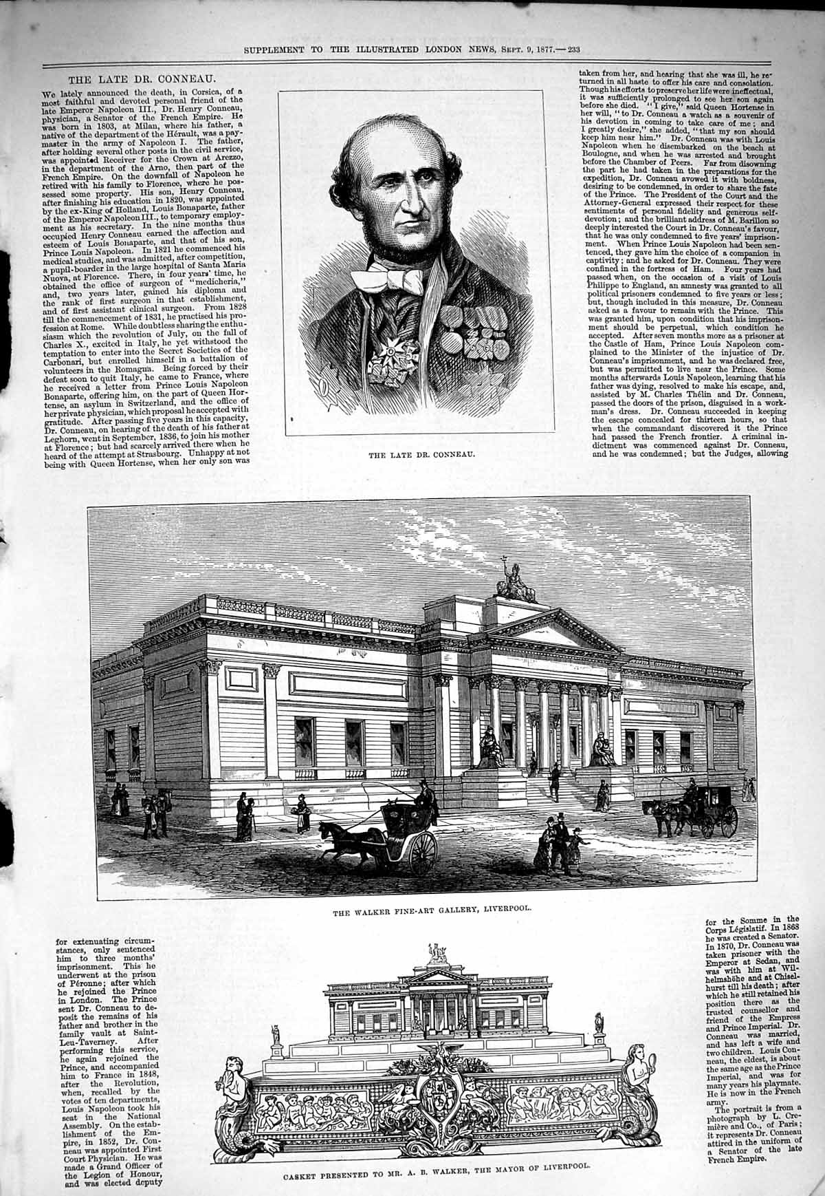 Old Antique Print 1877 Conneau Walker Fine-Art Gallery Liverpool Casket 19th