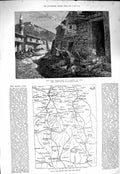 Antique Print *4027 1877 War Massacres Bayazid Asia Map Shipka Pass Balkans