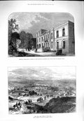 Original Old Antique Print 1877 House Thiers Place Georges Paris War Valley Lom