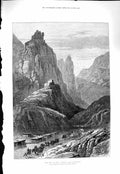 Original Old Antique Print 1877 War Asia Zigana Erzeroum Mountains Siers Horses