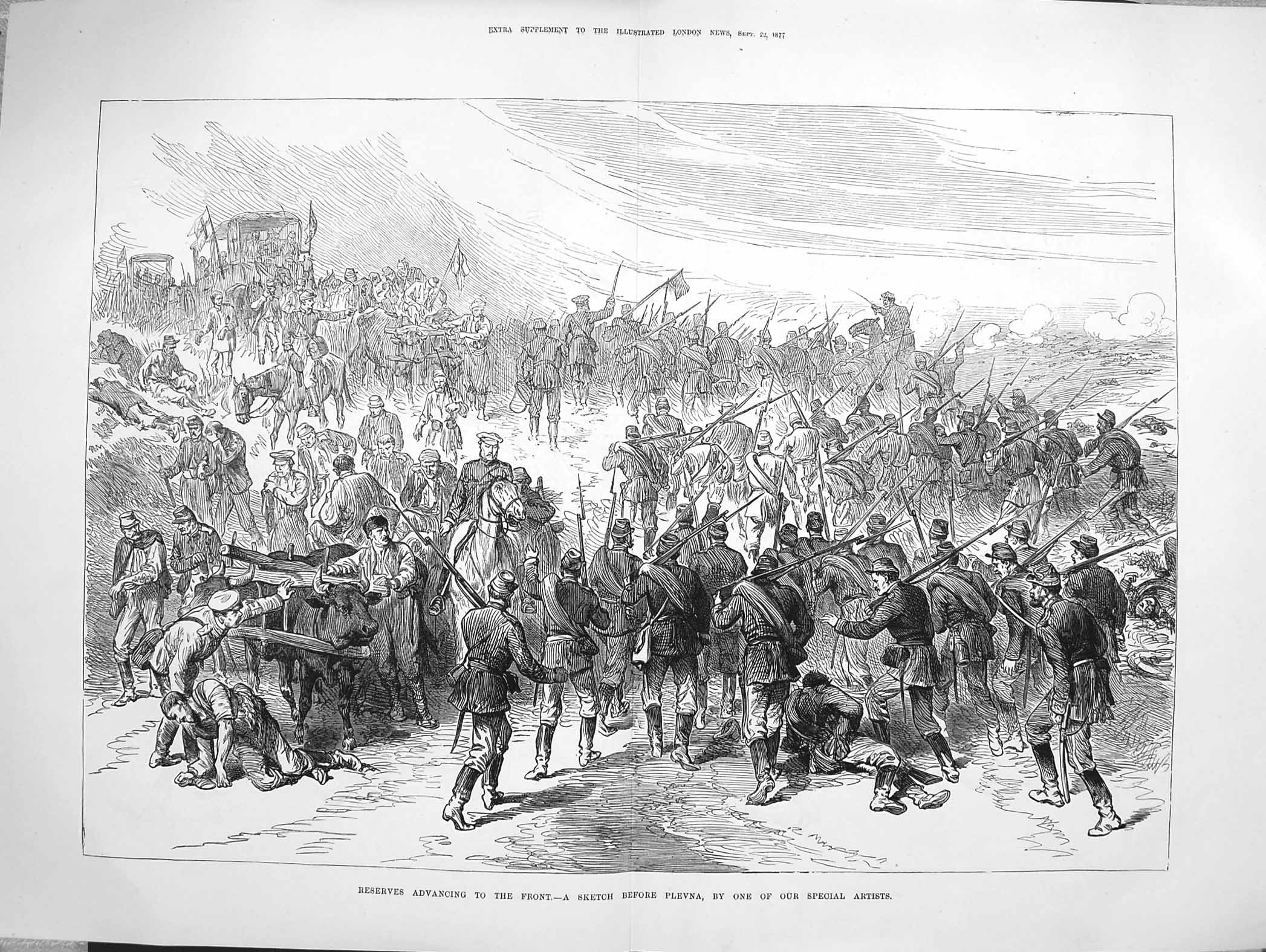 Original Old Antique Print 1877 Siers Reserves Plevna Karahassankoi Map Lom