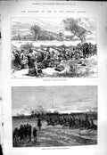 Original Old Antique Print 1877 War Biela Turkish Attack Siers Horses Fine Art