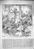 Original Old Antique Print 1877 French Elections Boulevard Montmartre Midnight