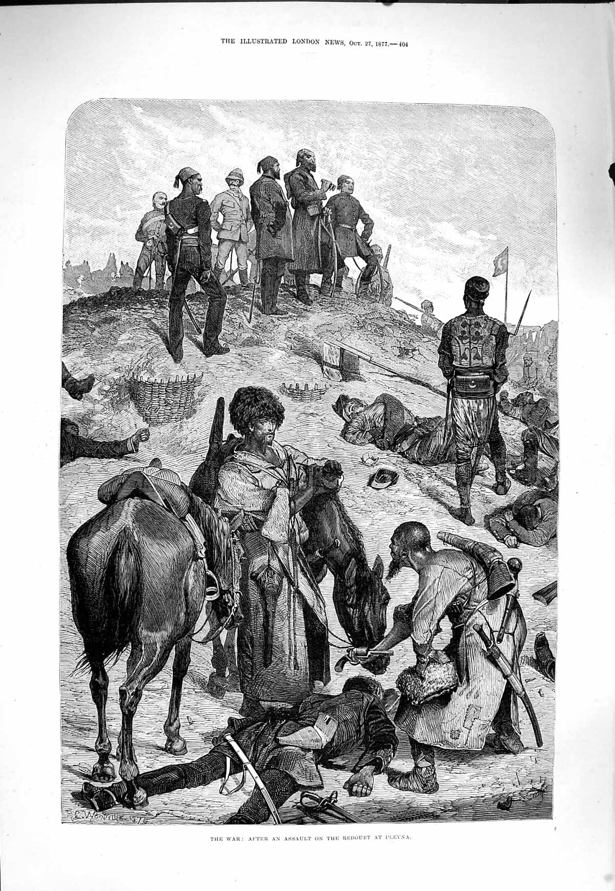 Original Old Antique Print 1877 War Assault Redoubt Plevna Siers Fine Art 19th