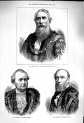 Original Old Antique Print 1877 Alderman Owden Mayor London Nottage Staples