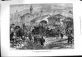 Original Old Antique Print 1877 War Rain Floods Street Sistova Horses Carriage