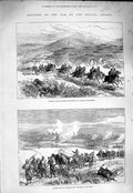Original Old Antique Print 1877 Cossack Scouts War Plevna Bringing Wounded Rear