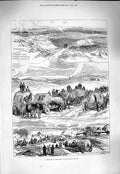 Original Old Antique Print 1877 War Plevna Turkish Forts Earthworks Batteries