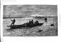 Original Old Antique Print 1877 Homeless River Boat Family Holloway Fine Art