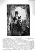 Original Old Antique Print 1877 Fine Art Ladies Reading Book Rumpoff Victorian