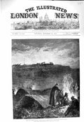 Old Antique Print 1877 War Plevna Night Bivouac Big Guns Fourth Division 19th