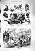 Old Antique Print 1877 War Mail Camp Shipka Pass Laplanders Westminster 19th