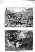 Original Old Antique Print 1877 War Russian Deserters Shot Turkish Outpost Army
