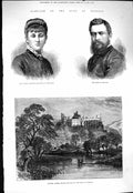 Old Antique Print 1877 Duke Norfolk Flora Hastings Arundel Castle Sussex 19th